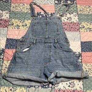 Free People Light Blue Denim Short Overalls